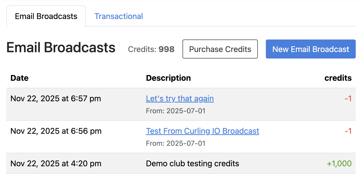 Email Broadcasts
