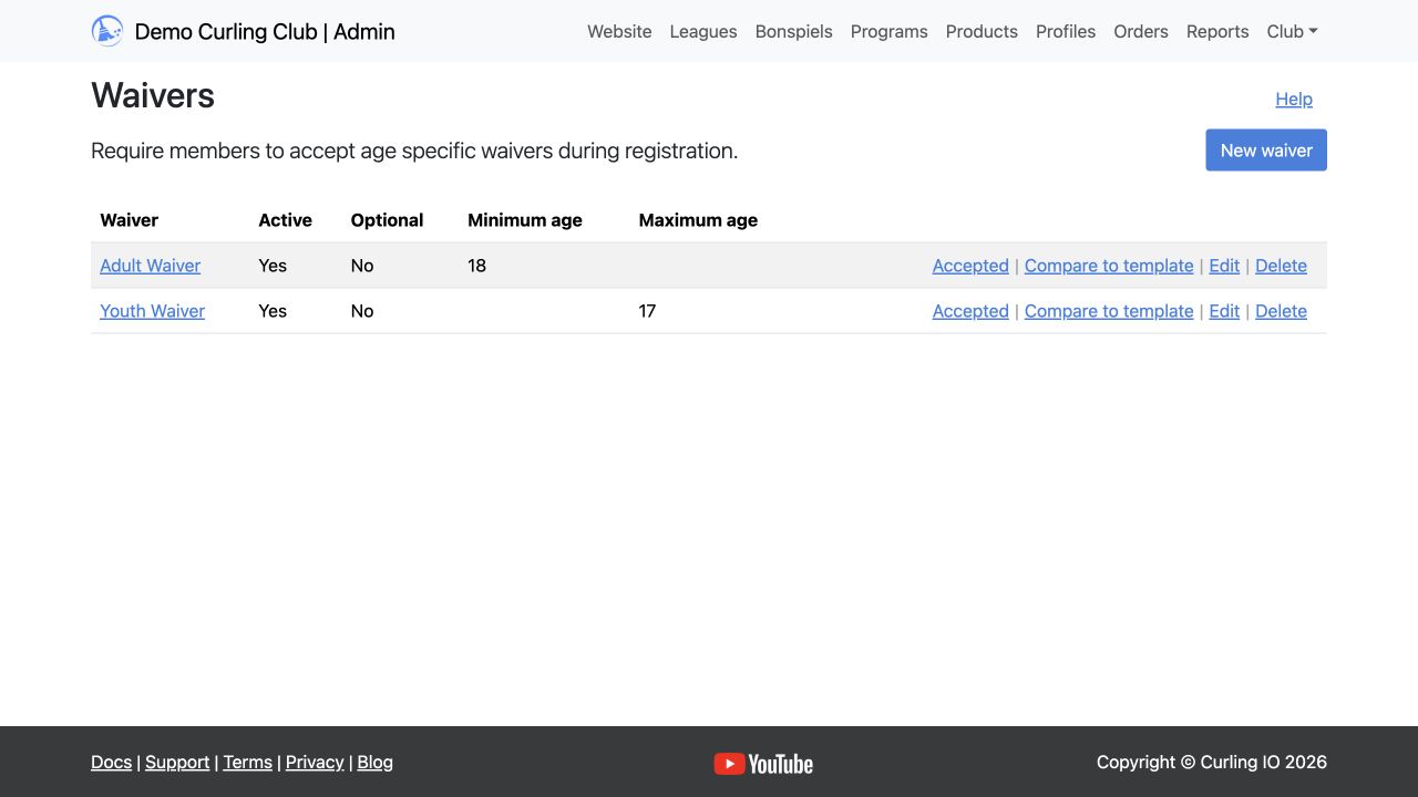 Compare existing club waivers to matching templates