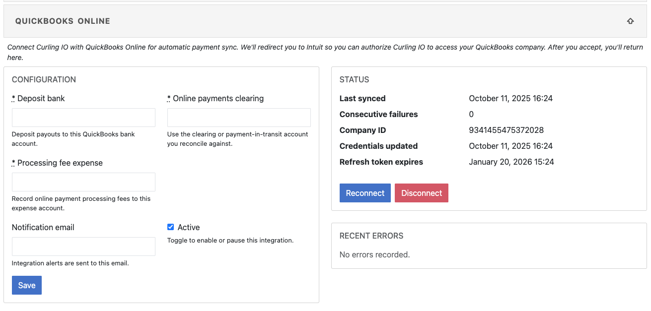 QuickBooks Online Integration