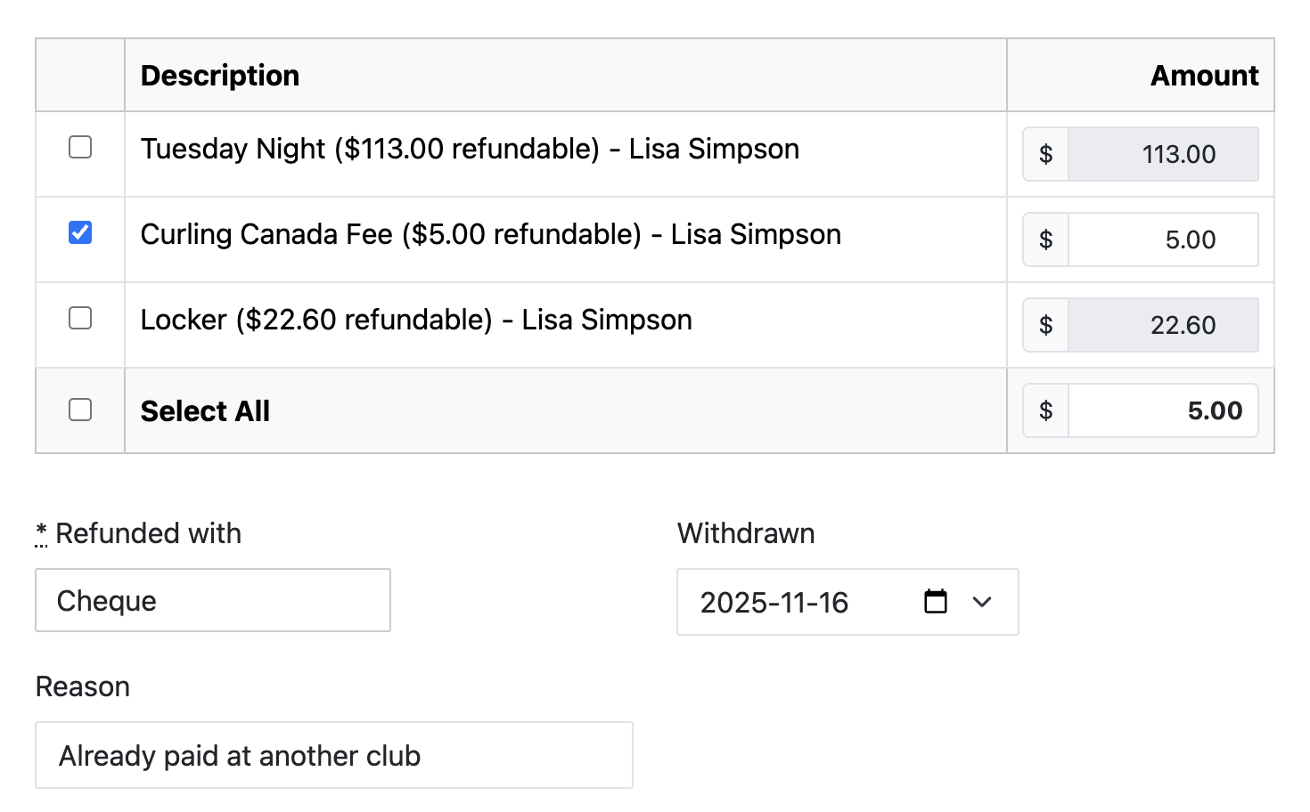 Refund Form