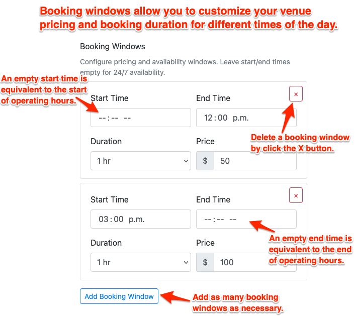 Booking Windows